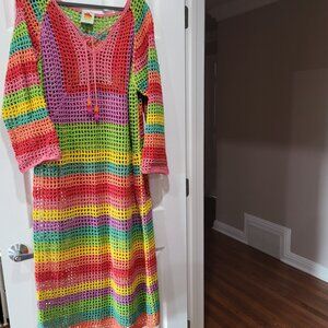 $299 FARM RIO COTTON CROCHET RESORT WEAR DRESS COVER UP XL